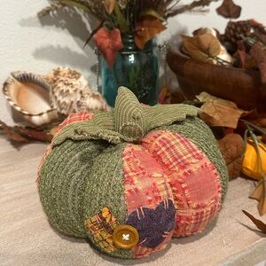 Fabric Pumpkin…vintage look patchwork